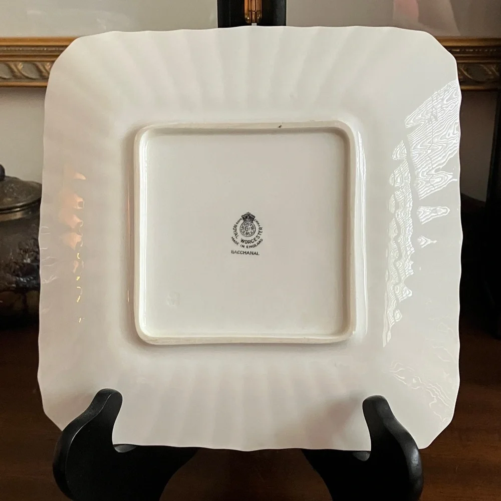 Royal Worcestershire Square Cake Plate in Bachanal Pattern